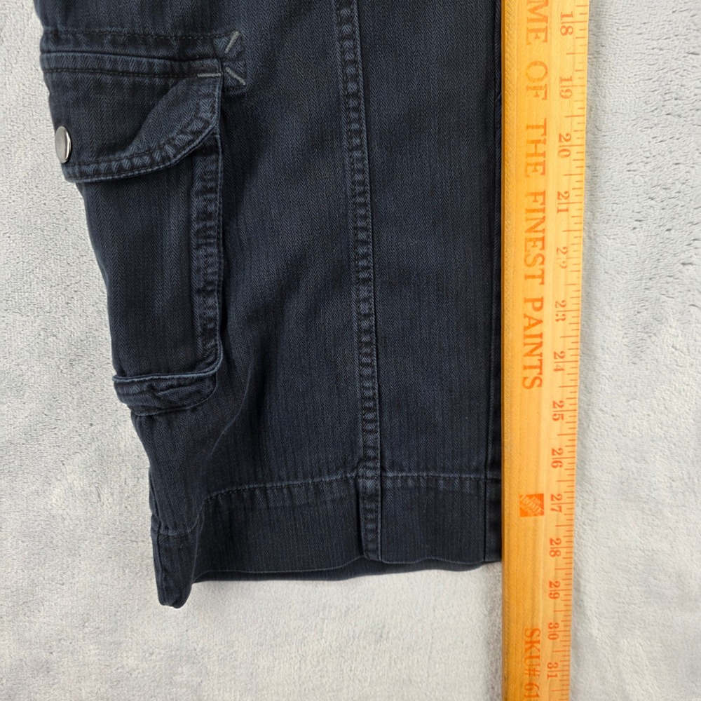 Free People Black Herringbone Cargo Pant Womens Small Cropped Drawstring - Picture 6 of 12